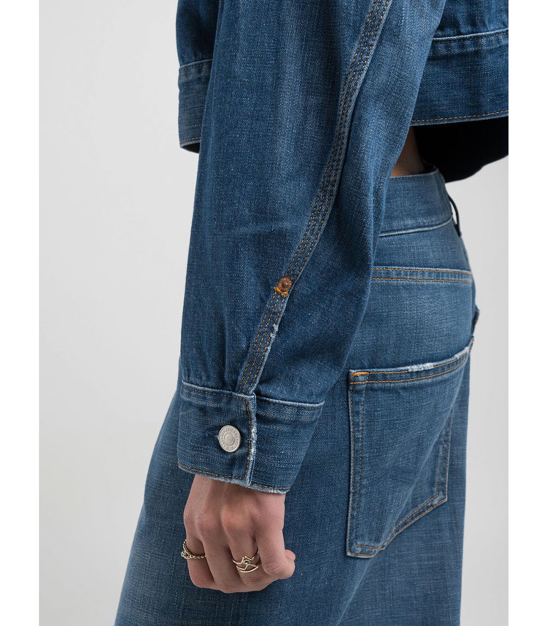 リサイクルクロップドデニムジャケット 詳細画像 ブルー 7